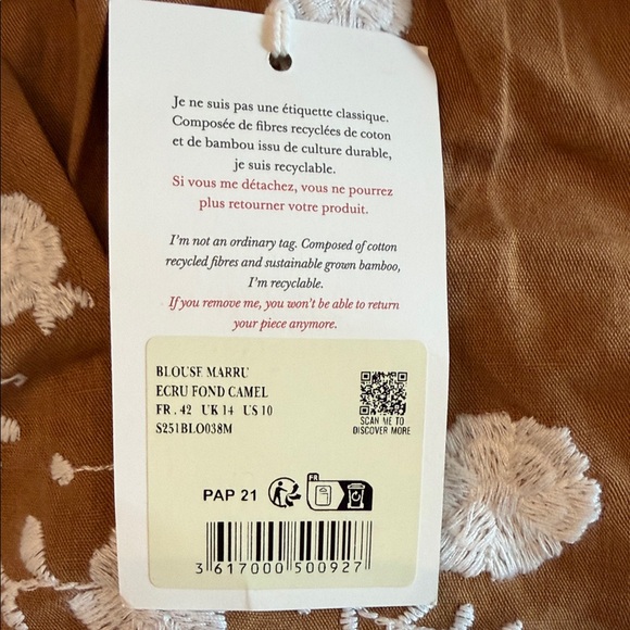 Sezane Marru Blouse NWT Size 42 - Picture 2 of 7